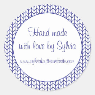 BLEUE LIGNE KNIT 1,5" Stickers ronds "faits main"