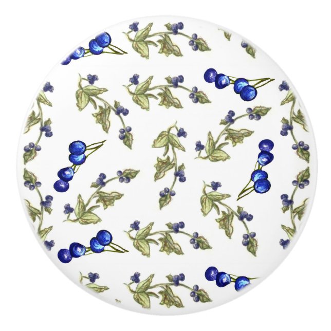 bleuets sur le bouton du tiroir de vigne (Devant)