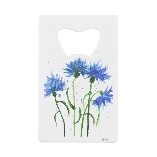 Bleus bleuets fleurs aquarelle (Devant)