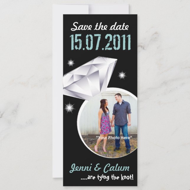 Bling Bing Your Photo Wedding Save the Date -green (Devant)