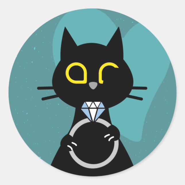 BLING WINK – Autocollant de chat noir de propositi (Devant)