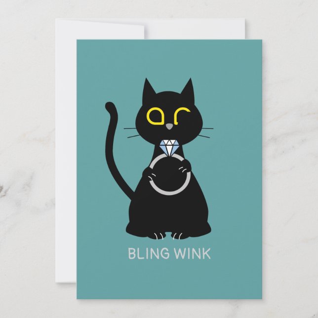 BLING WINK Funny Chat Proposition Carte de voeux (Devant)