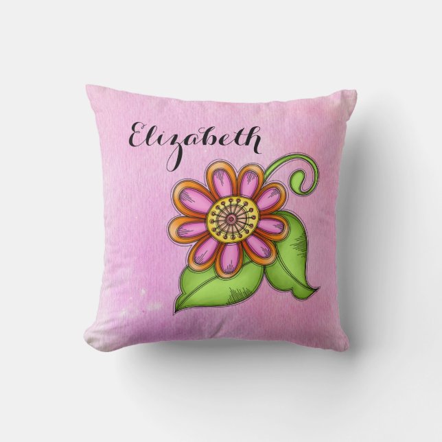 Bliss Aquarelle Doodle Coussin (Recto)