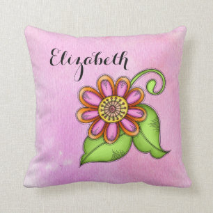 Bliss Aquarelle Doodle Coussin