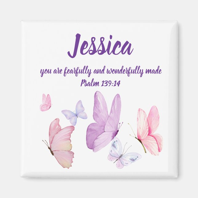 Blissful Butterfly Psalm 139:14 Magnet (Devant)