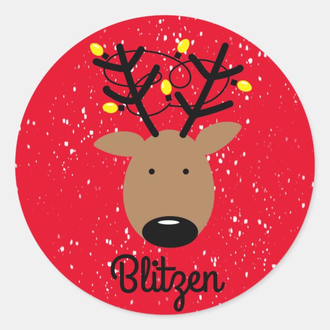 Blitzen Reinder Classic Round Sticker (Devant)