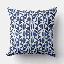 Bloc bleu Indigo Imprimer Coussin tribal