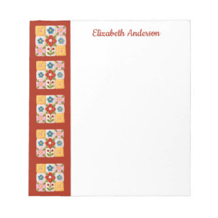 Bloc de carnet de notes à broderie de fleurs