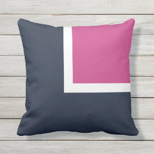 Bloc de couleur blanc rose marine Coussin extérieu