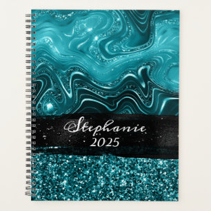 Bloc de couleur Glam Teal Marbré Pailleté Bleu