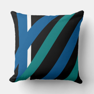 Bloc de couleur noir/bleu/aqua Coussin réversible