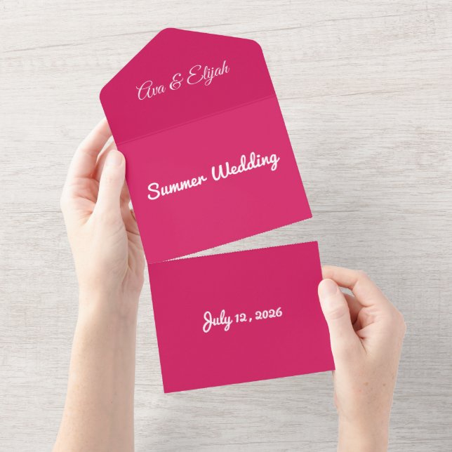 Bloc de couleur rose chaud | Modèle de mariage aud (Déchirure)