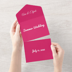 Bloc de couleur rose chaud Modèle de mariage aud
