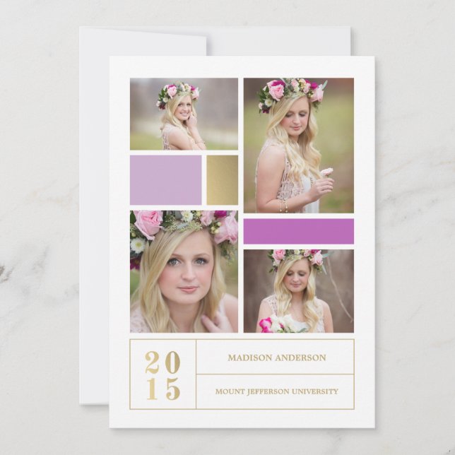 Bloc de couleur violet  | Invitation à l'obtention (Devant)