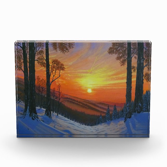Bloc de photo - "Coucher de soleil sur une forêt e (Devant)