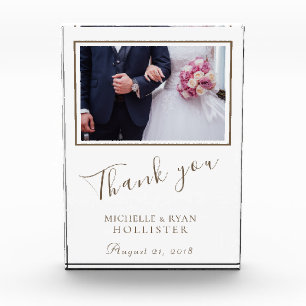 Bloc de photo de mariage élégant Merci