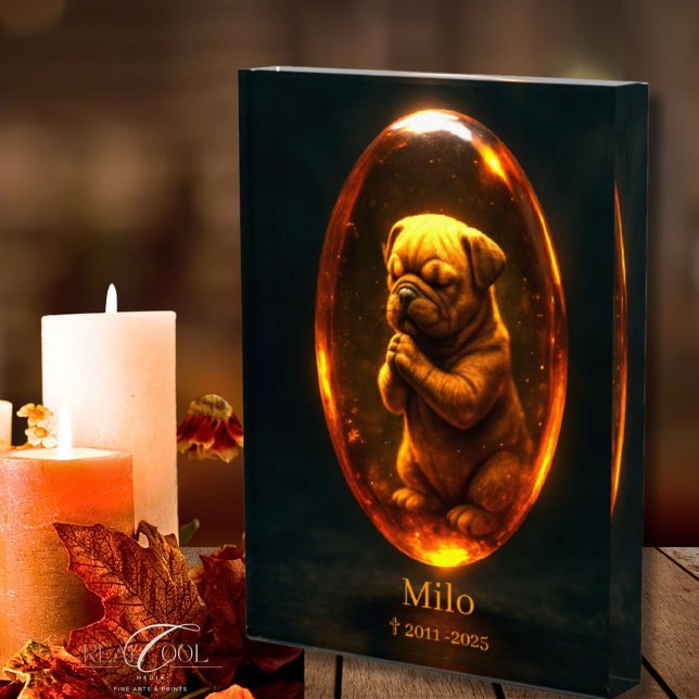 Bloc de photo de mémorial de chien - Bouledogue an (Créateur téléchargé)