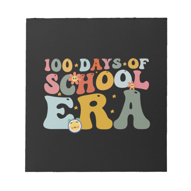Bloc-note 100 jours d'école ère groovy enseignant enfants (Devant)