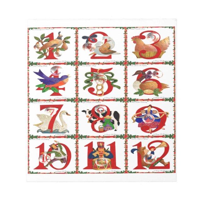 Bloc-note 12 Days Of Christmas Quilt Print Gifts (Devant)