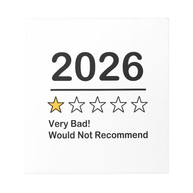 Bloc-note 2026 une évaluation d'une étoile très mauvaise ann (Devant)