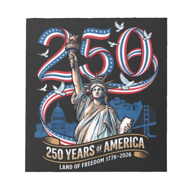 Bloc-note 250 ans anniversaire amérique 1776 2026 (Devant)