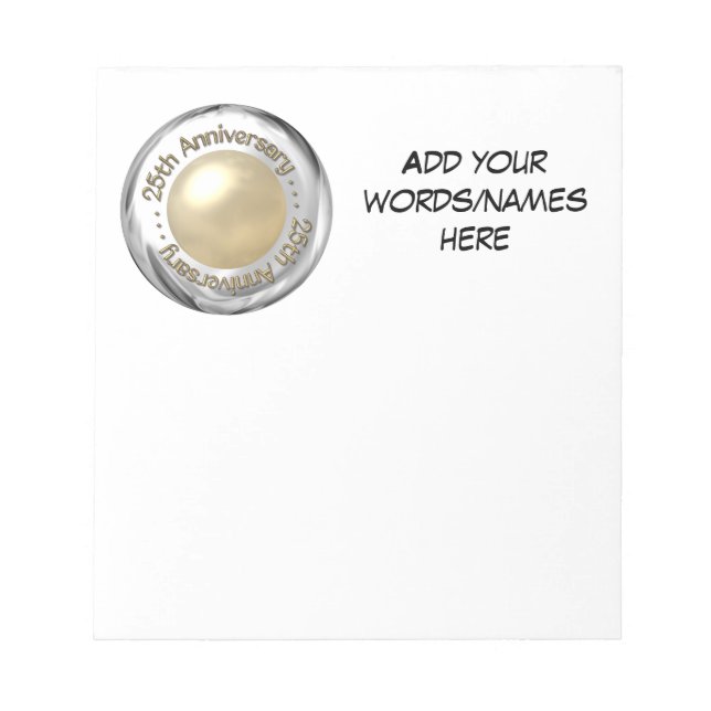 Bloc-note 25e anniversaire ("Argent" et "Perle" "3D") (Devant)