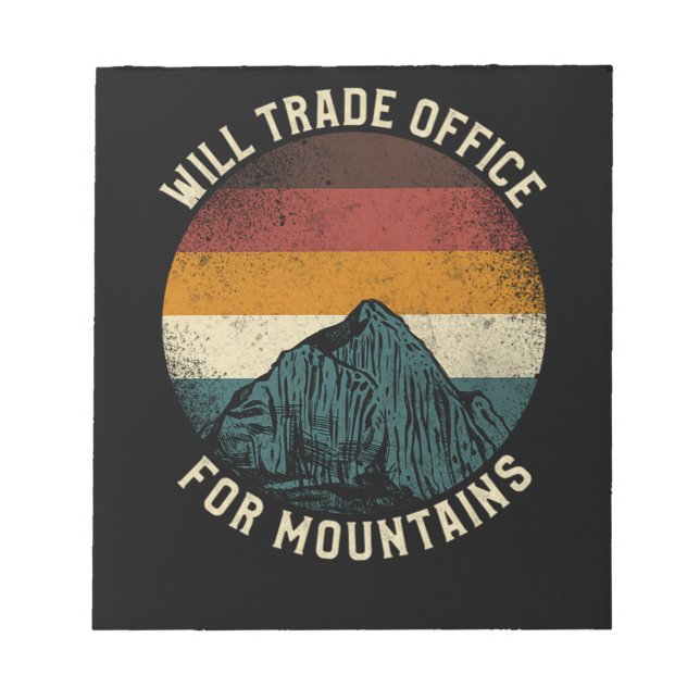 Bloc-note 29.Hiking Will Trade Office For Mountains Retro Vi (Devant)