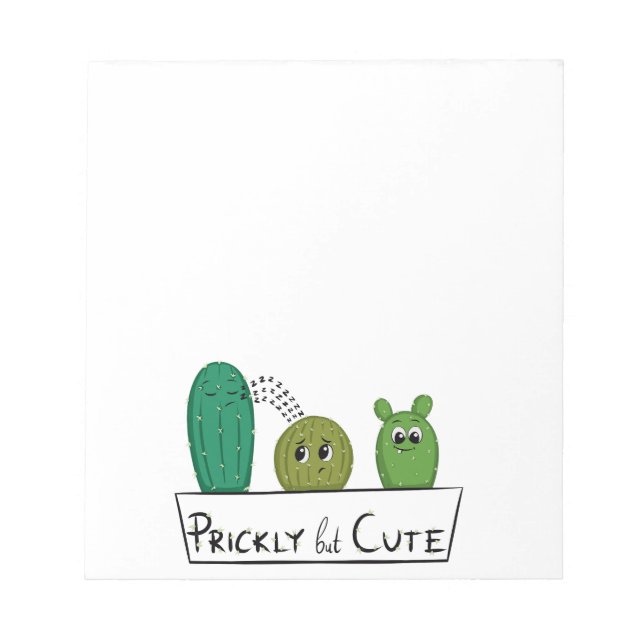 Bloc-note 3 bébés cactus de dessin animé dans un pot (Devant)
