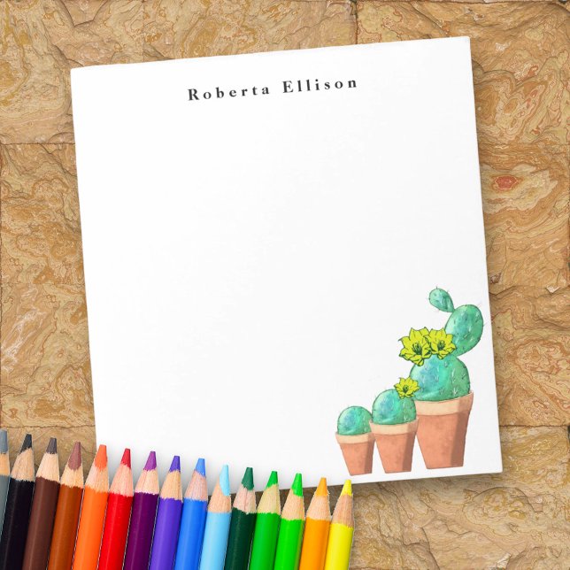 Bloc-note 3 Cactus pointillés du sud-ouest Plante Floral Cus (cute personalized note pad)