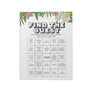 Bloc-note 40 feuilles de jeu de bingo pour trouver l'invité
