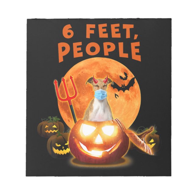 Bloc-note 6 Pieds, Gens Chien Gris Italien Avec Masque (Devant)
