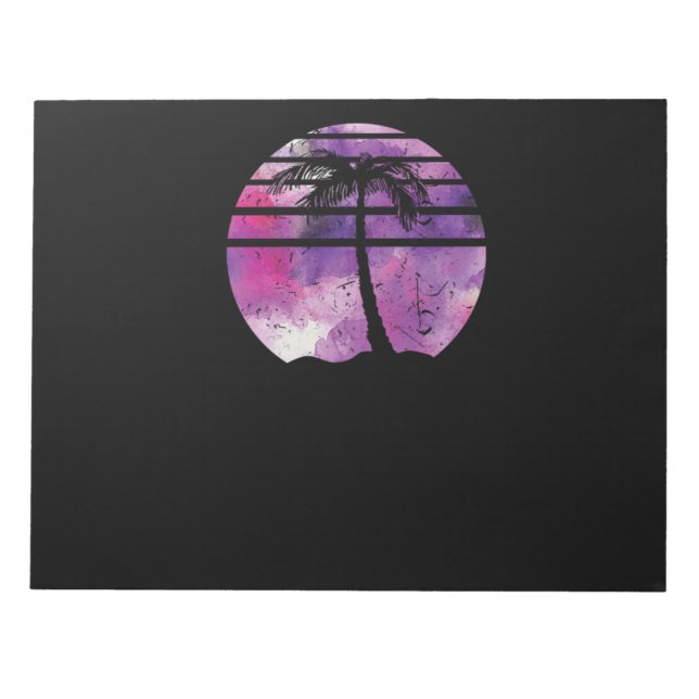 Bloc-note 85.Surf Palm Tree Surfboard Coucher de soleil Palm (Devant)