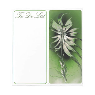 Bloc-note À faire Liste avec Fleur verte