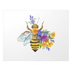 Bloc-note Abeille à fleurs avec plantes sauvages