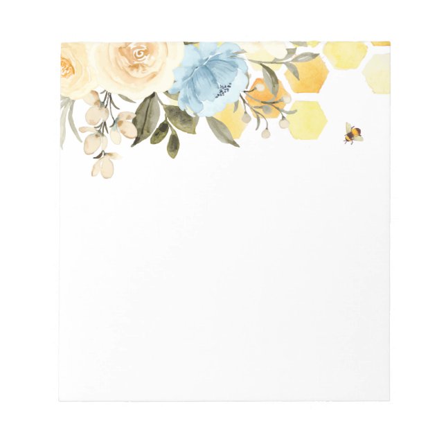 Bloc-note Abeille avec peigne de miel et fleurs (Devant)