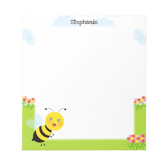 Bloc-note Abeille dans un jardin de tulipes (Devant)