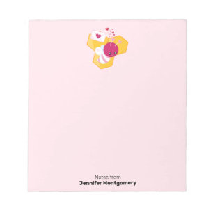 Bloc-note Abeille mignonne aux Coeurs de Saint-Valentin rose