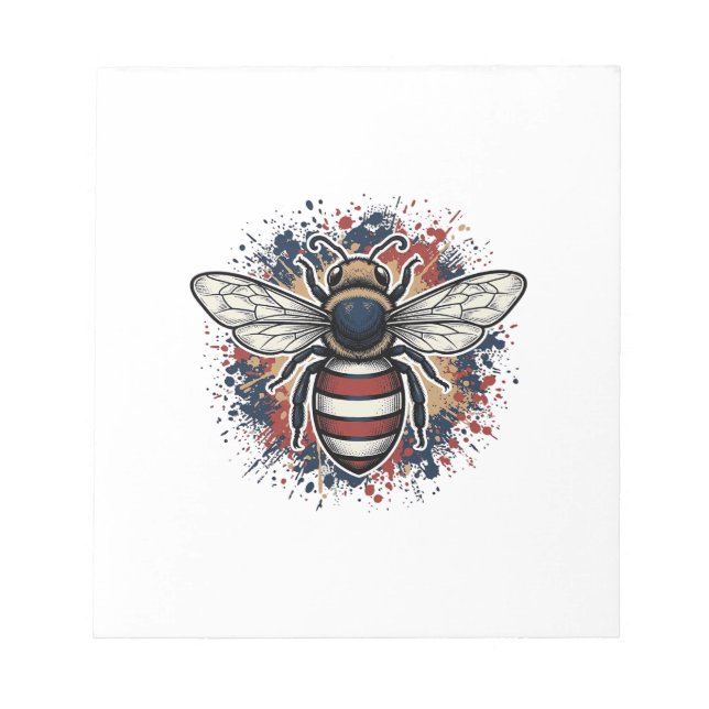 Bloc-note Abeille patriotique gravure vintage vecteur concep (Devant)