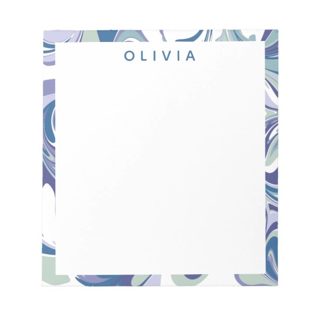 Bloc-note Abstrait bracelet en marbre bleu élégant personnal (Devant)