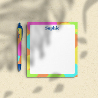 Bloc-note Abstrait coloré moderne nom personnalisé déchirer