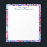 Bloc-note Abstrait Marbré Art Trippy bleu rose personnalisé<br><div class="desc">Un design abstrait vif et dynamique de tourbillons marbrés en acrylique bleu et rose. Personnalisez-le avec votre nom. Super idée cadeau.</div>