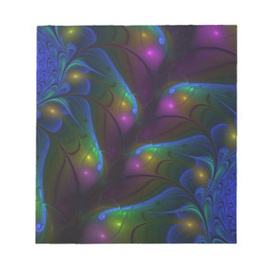 Bloc-note Abstrait Moderne Trippy Fractal Lumineux Coloré
