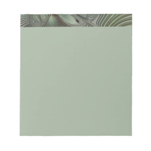 Bloc-note Abstrait Olive Sage Vert Gris Art Fractal Fantaisi