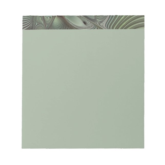 Bloc-note Abstrait Olive Sage Vert Gris Art Fractal Fantaisi (Devant)