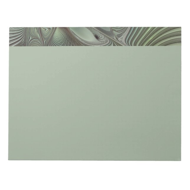 Bloc-note Abstrait Olive Sage Vert Gris Art Fractal Fantaisi (Devant)