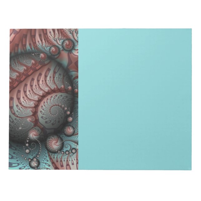 Bloc-note Abstrait Vivante Fantaisie Art Fractal Brun Bleu (Devant)