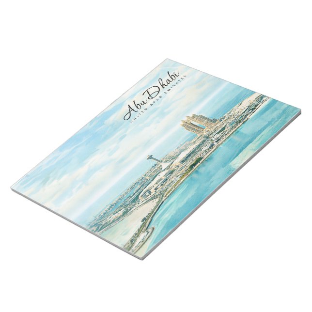 Bloc-note Abu Dhabi Skyline Aquarelle Souvenir de Voyage (Incliné)