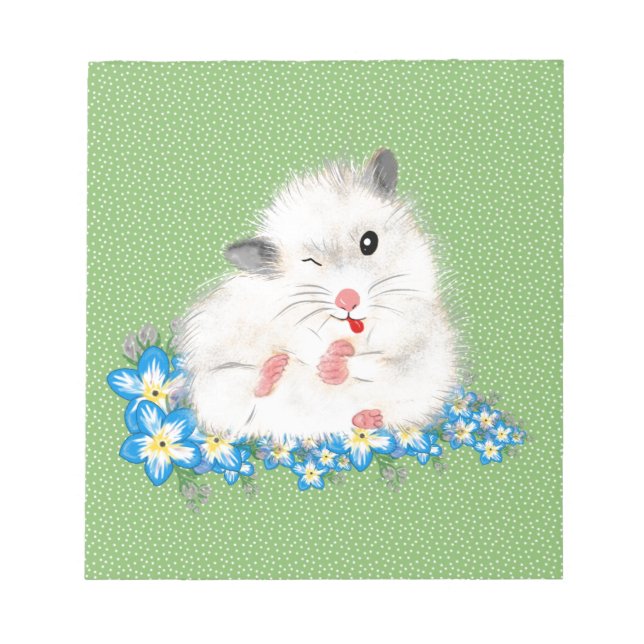 Bloc-note Accessoires hamster syrien blanc mignon, polka ver (Devant)