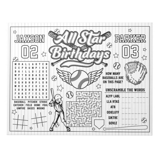 Bloc-note Activité de coloriage conjoint d'anniversaire de b (Devant)