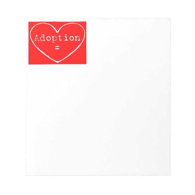 Bloc-note Adoption = Amour blanc sur rouge (Devant)